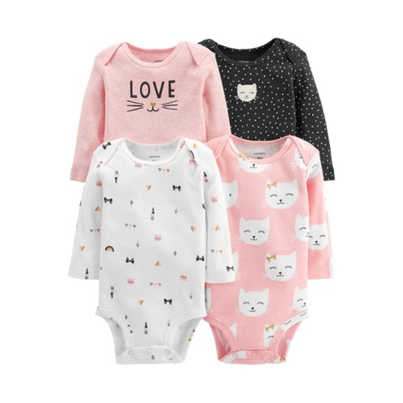 Carter's Other - Carters 4 PACK Girl's Long Sleeve Bodysuit Cat Themed 6 Months OR 9 Months NWT